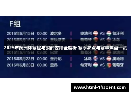 2025年澳洲杯赛程与时间安排全解析 赛季亮点与赛事焦点一览