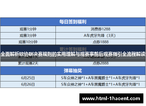 全面解析欧协联决赛规则的实用理解与观赛事前后观赛指引全流程解读